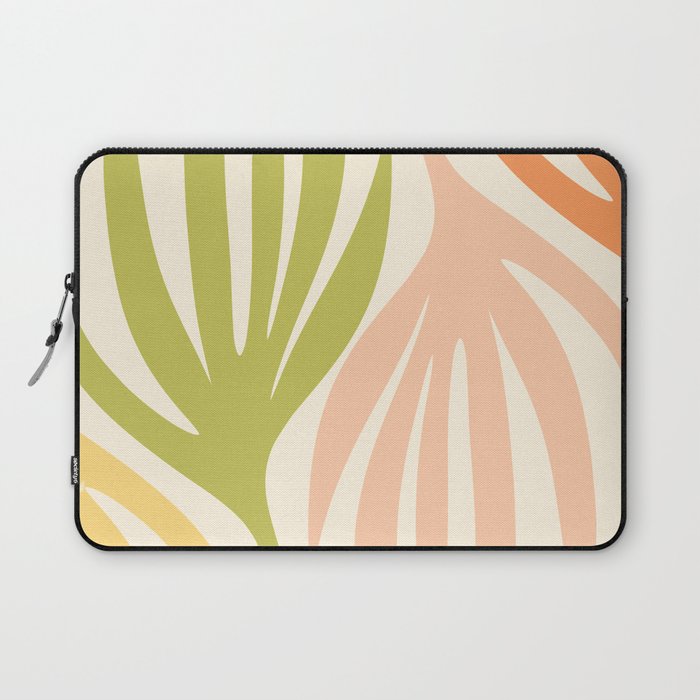 Maldives Abstract Botanical Pattern in Retro Light Green Blush Orange Yellow Cream Laptop Sleeve Gallery Image 1
