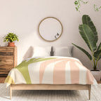 Maldives Abstract Botanical Pattern in Retro Light Green Blush Orange Yellow Cream Comforter Gallery Image 3