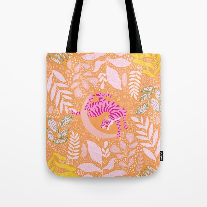 Tiger Moon in Tangerine Tote Bag Gallery Image 1