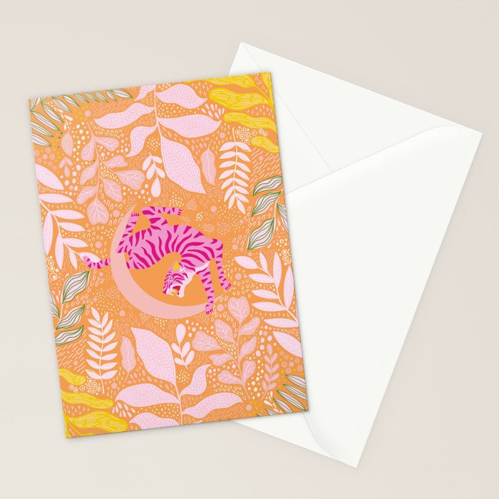 Tiger Moon in Tangerine Stationery Card Gallery Image 2