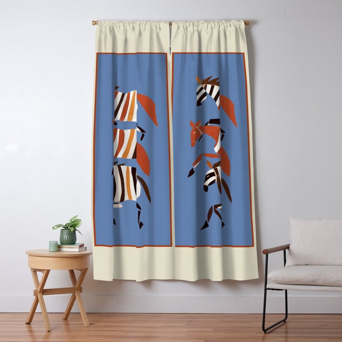 Striped Running Horses Window Curtain Gallery Image 1