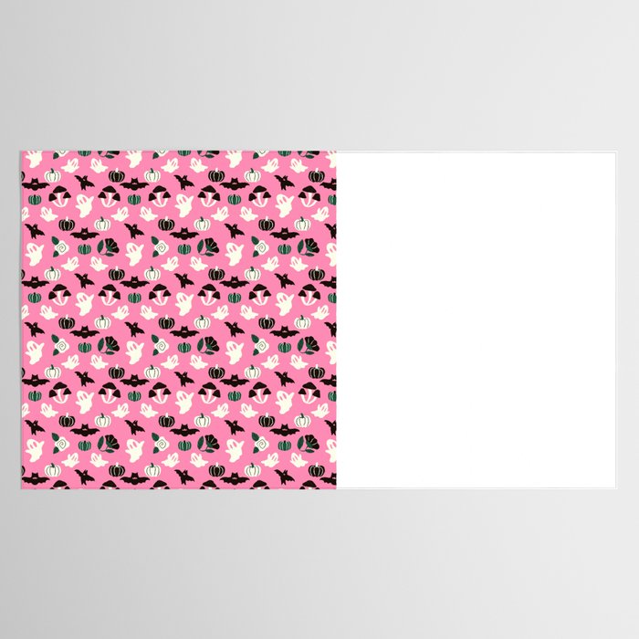 Pink Ghosts, Mushrooms, Bats, and Flowers Pattern Tablecloth Gallery Image 2