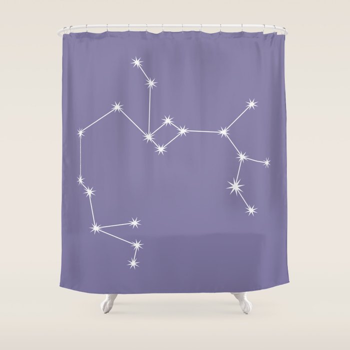 Sagittarius Zodiac Star Constellation Line Art Lavender Purple Shower Curtain Gallery Image 1