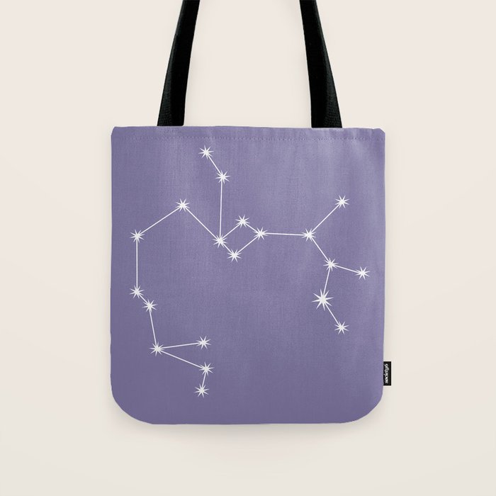 Sagittarius Zodiac Star Constellation Line Art Lavender Purple Tote Bag Gallery Image 1