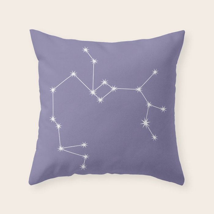 Sagittarius Zodiac Star Constellation Line Art Lavender Purple Throw Pillow Gallery Image 1