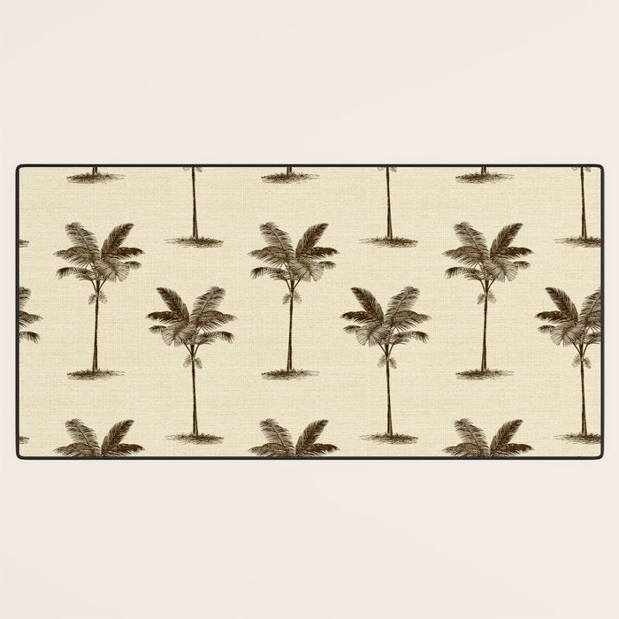 Etched Palm Trees on Vintage Linen Desk Mat Gallery Image 3