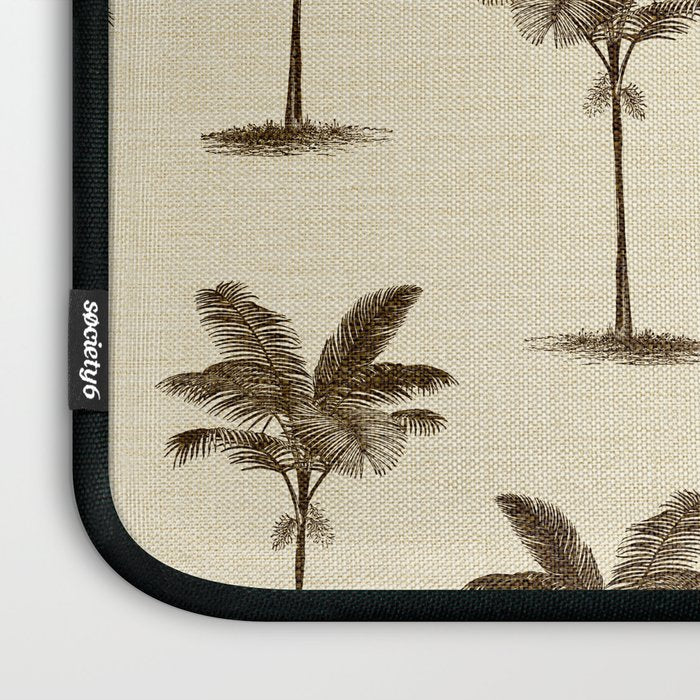 Etched Palm Trees on Vintage Linen Laptop Sleeve Gallery Image 3