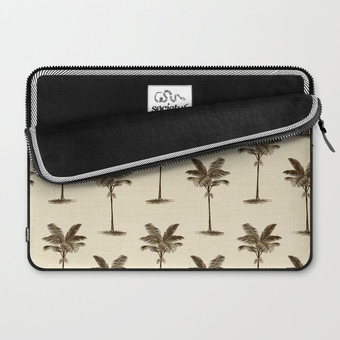 Etched Palm Trees on Vintage Linen Laptop Sleeve Gallery Image 2