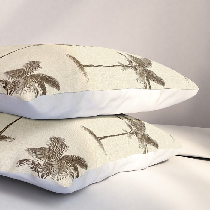 Etched Palm Trees on Vintage Linen Pillow Sham Gallery Image 3