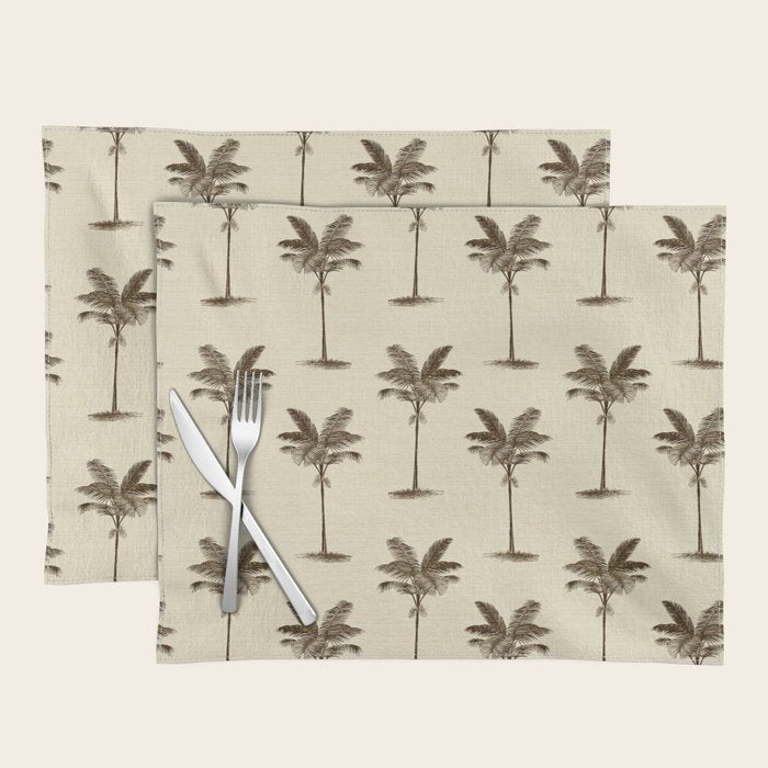 Etched Palm Trees on Vintage Linen Placemat Gallery Image 1