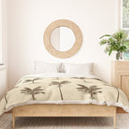 Etched Palm Trees on Vintage Linen Duvet Cover Gallery Image 3