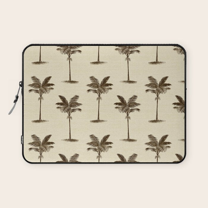 Etched Palm Trees on Vintage Linen Laptop Sleeve Gallery Image 1