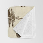 Etched Palm Trees on Vintage Linen Throw Blanket Gallery Image 3