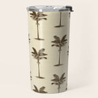 Etched Palm Trees on Vintage Linen Travel Mug Gallery Image 2