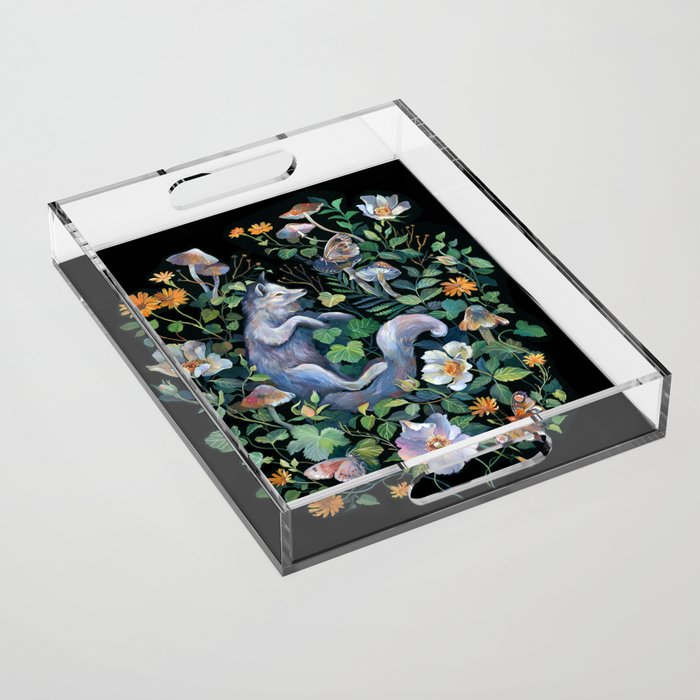 White Fox Garden Acrylic Tray Gallery Image 1