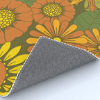 Orange, Brown, Yellow and Green Retro Daisy Pattern Rug Gallery Image 4