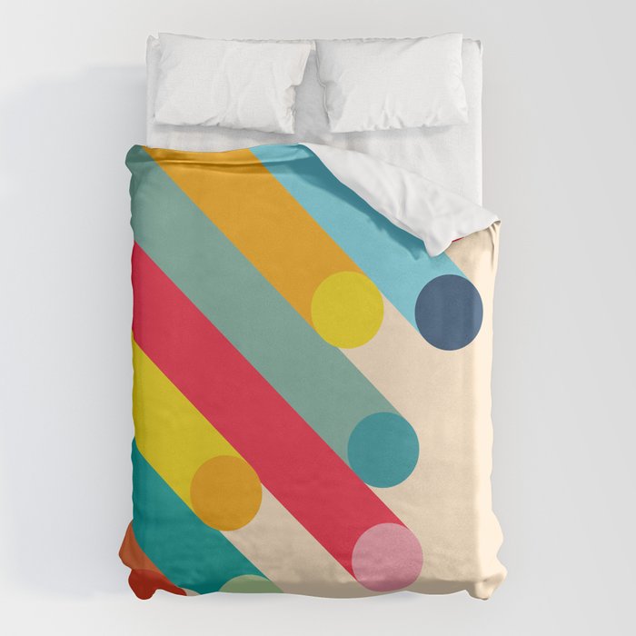 Retro Mid Century Beams | Bauhaus Geometric Pattern Duvet Cover Gallery Image 1