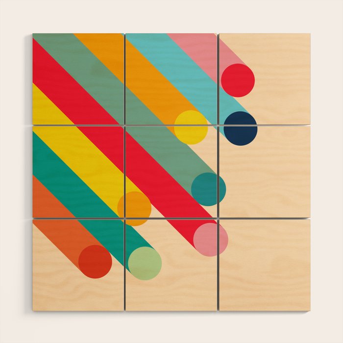 Retro Mid Century Beams | Bauhaus Geometric Pattern Wood Wall Art Gallery Image 1