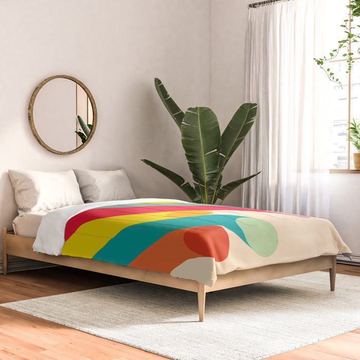 Retro Mid Century Beams | Bauhaus Geometric Pattern Comforter Gallery Image 2