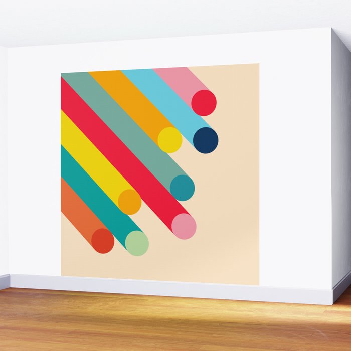 Retro Mid Century Beams | Bauhaus Geometric Pattern Wall Mural Gallery Image 2
