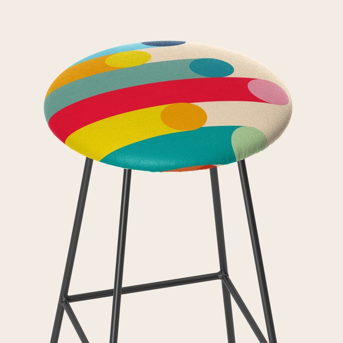 Retro Mid Century Beams | Bauhaus Geometric Pattern Stool Gallery Image 2