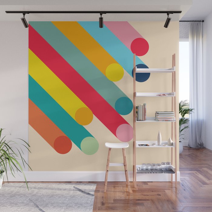 Retro Mid Century Beams | Bauhaus Geometric Pattern Wall Mural Gallery Image 1