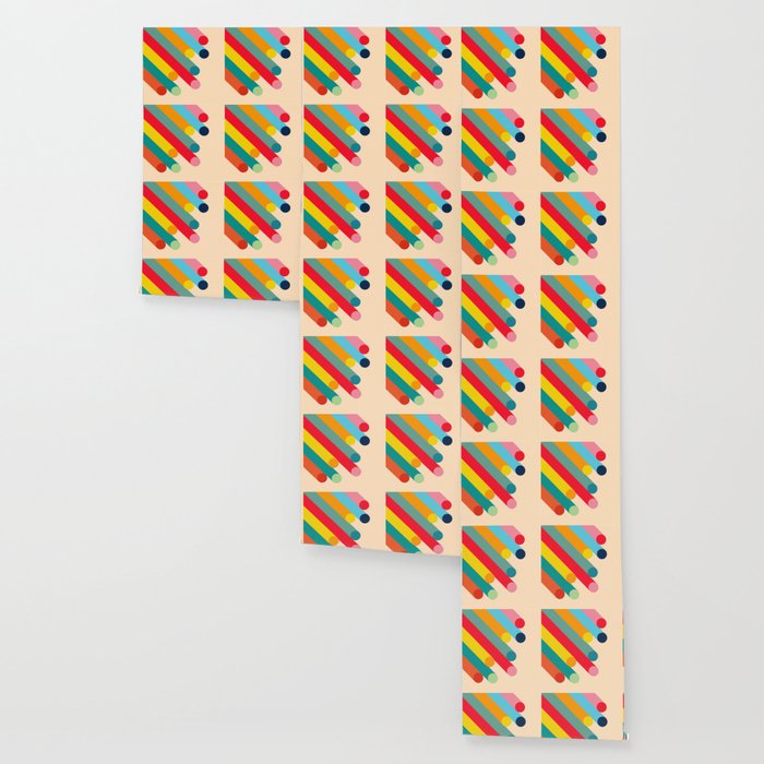 Retro Mid Century Beams | Bauhaus Geometric Pattern Wallpaper Gallery Image 3