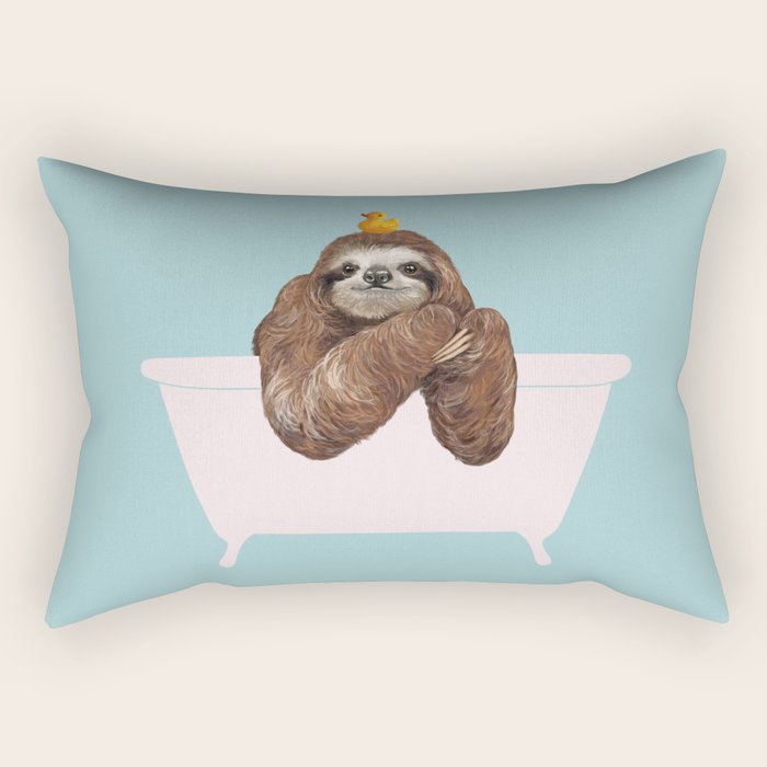 Sloth in Bathtub  Rectangular Pillow Gallery Image 2