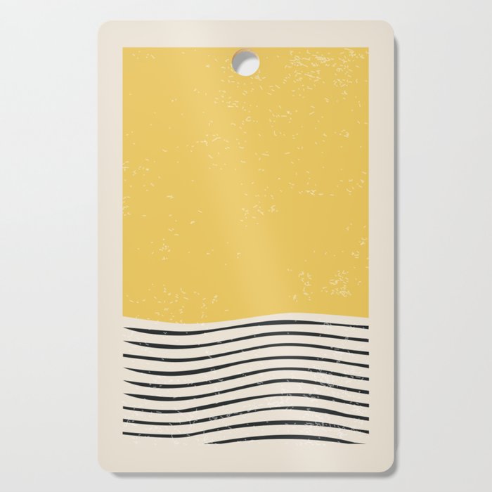 Yellow Sunset Mid Century Modern Minimalist Rothko Inspired Color Field With Lines Geometric Style Cutting Board Gallery Image 1