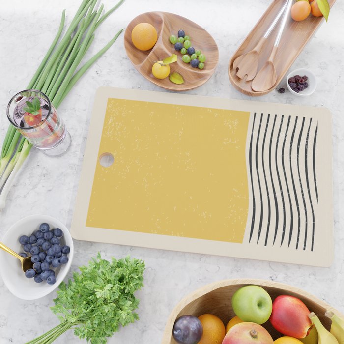 Yellow Sunset Mid Century Modern Minimalist Rothko Inspired Color Field With Lines Geometric Style Cutting Board Gallery Image 2