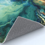 Marbled Ocean Abstract, Navy, Blue, Teal, Green Rug Gallery Image 4