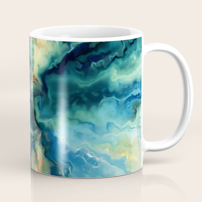 Marbled Ocean Abstract, Navy, Blue, Teal, Green Coffee Mug Gallery Image 1