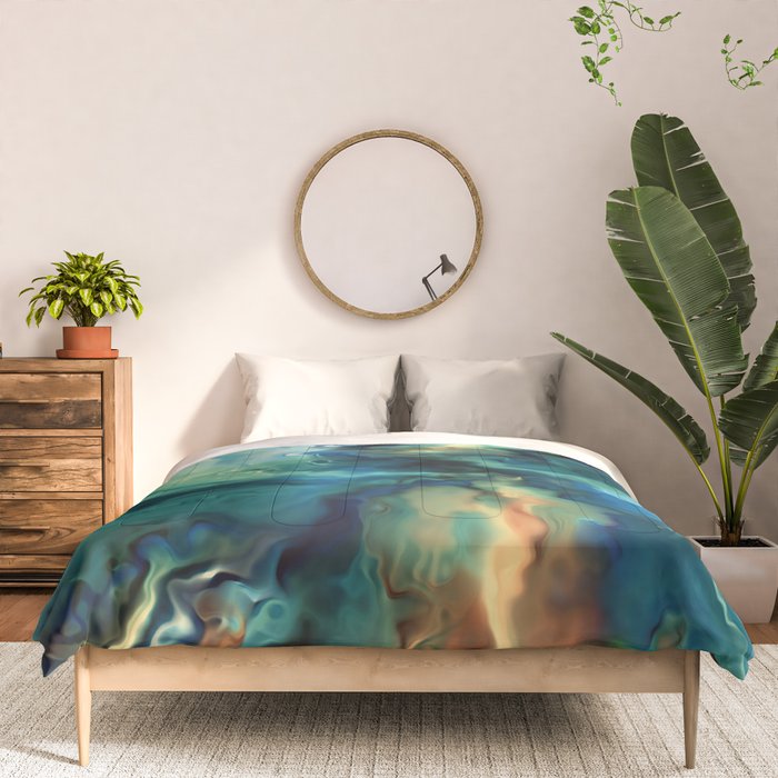 Marbled Ocean Abstract, Navy, Blue, Teal, Green Comforter Gallery Image 3