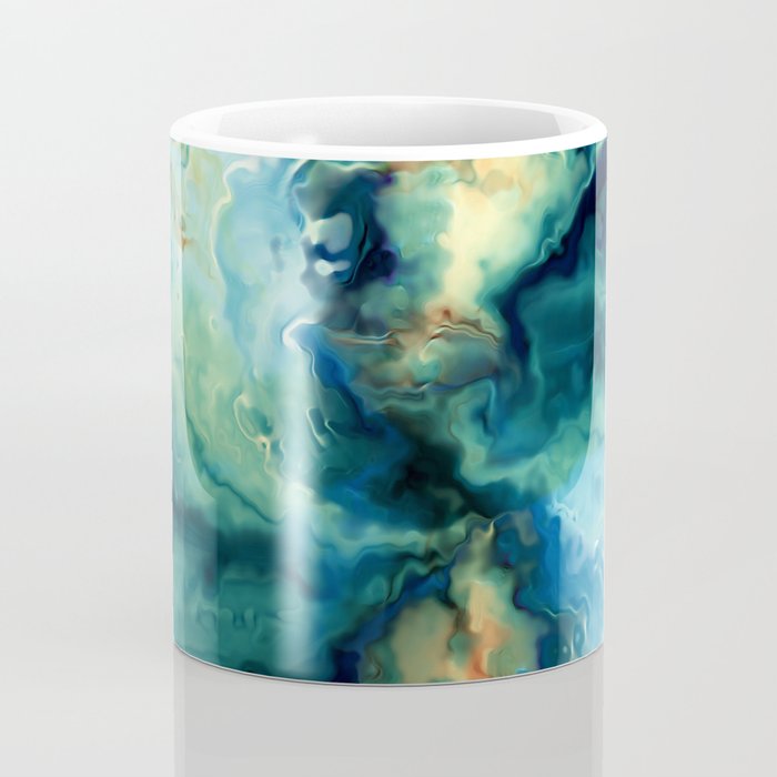 Marbled Ocean Abstract, Navy, Blue, Teal, Green Coffee Mug Gallery Image 4