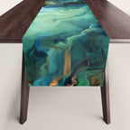 Marbled Ocean Abstract, Navy, Blue, Teal, Green Table Runner Gallery Image 1