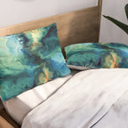 Marbled Ocean Abstract, Navy, Blue, Teal, Green Pillow Sham Gallery Image 2