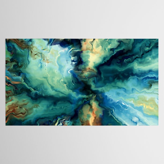 Marbled Ocean Abstract, Navy, Blue, Teal, Green Tablecloth Gallery Image 2
