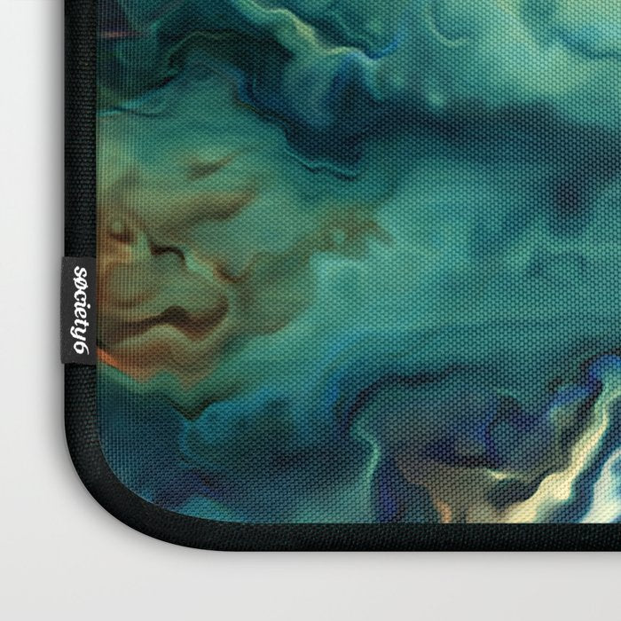 Marbled Ocean Abstract, Navy, Blue, Teal, Green Laptop Sleeve Gallery Image 3