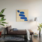 Minimalist Modern Mid Century Colorful Abstract Shapes Phthalo Blue Native Pebbles Stacked Wood Wall Art Gallery Image 2