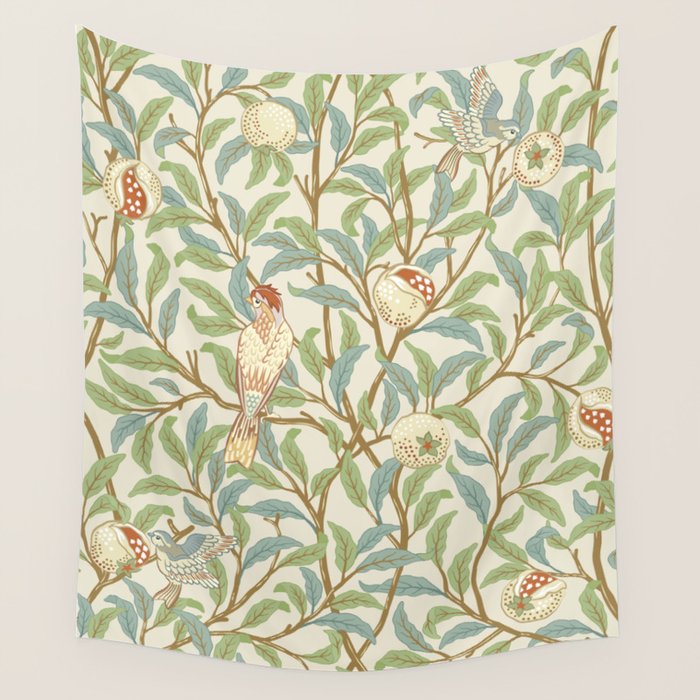 William Morris Enchanted Bird & Pomegranate Cream Pattern Wall Tapestry Gallery Image 4