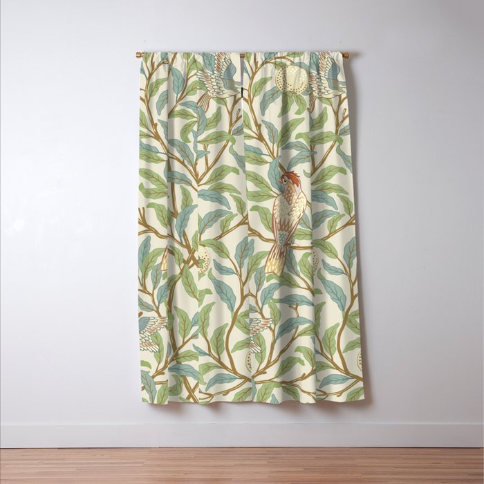 William Morris Enchanted Bird & Pomegranate Cream Pattern Window Curtain Gallery Image 3