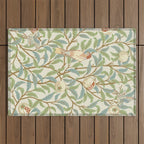 William Morris Enchanted Bird & Pomegranate Cream Pattern Outdoor Rug Gallery Image 1