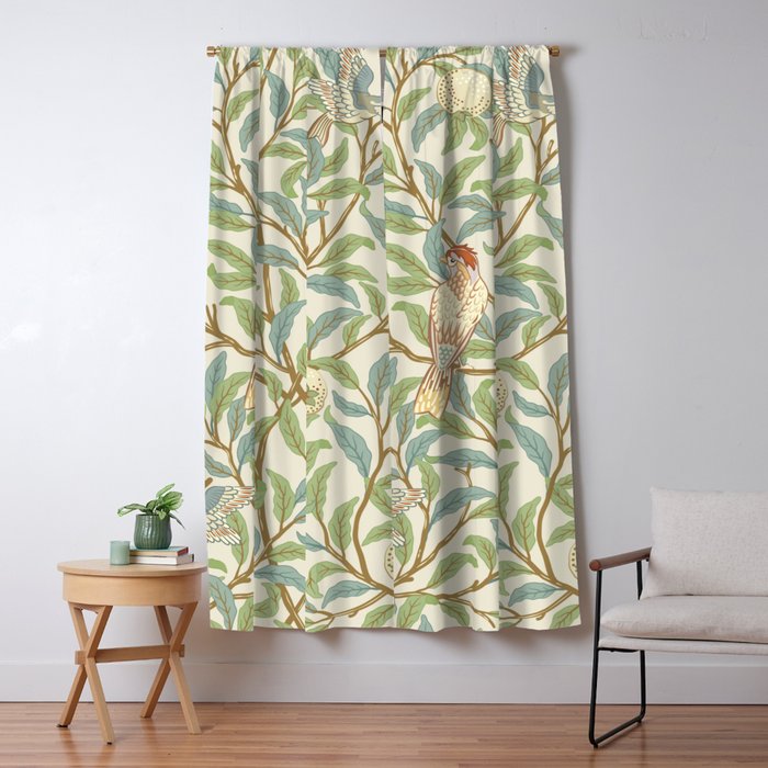 William Morris Enchanted Bird & Pomegranate Cream Pattern Window Curtain Gallery Image 5