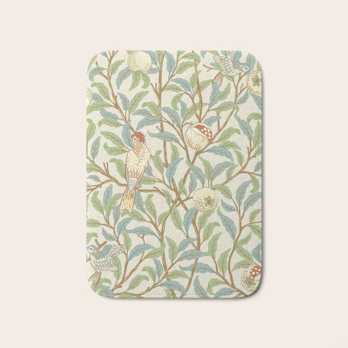 William Morris Enchanted Bird & Pomegranate Cream Pattern Bath Mat Gallery Image 1