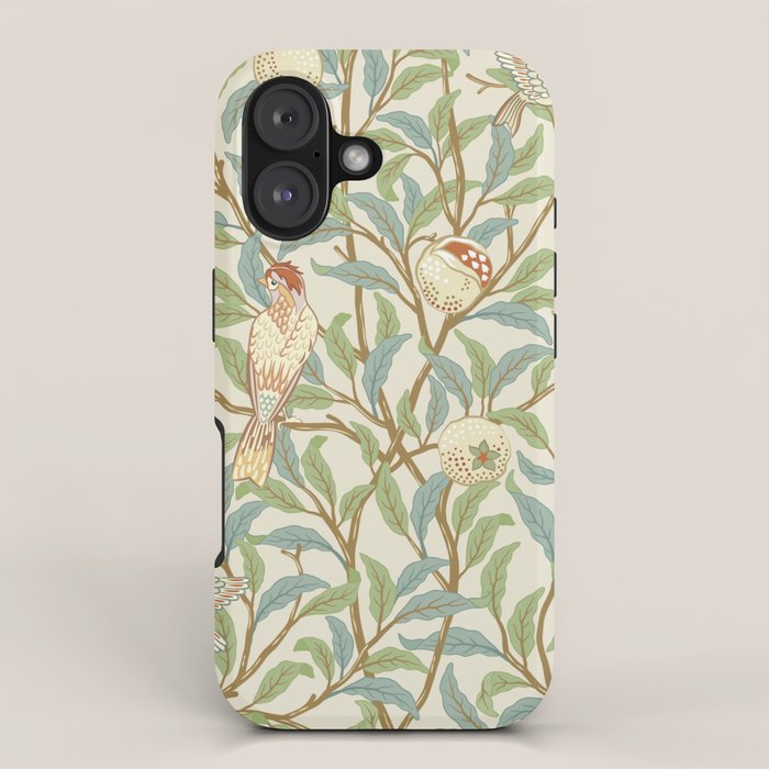 William Morris Enchanted Bird & Pomegranate Cream Pattern iPhone Case Gallery Image 1