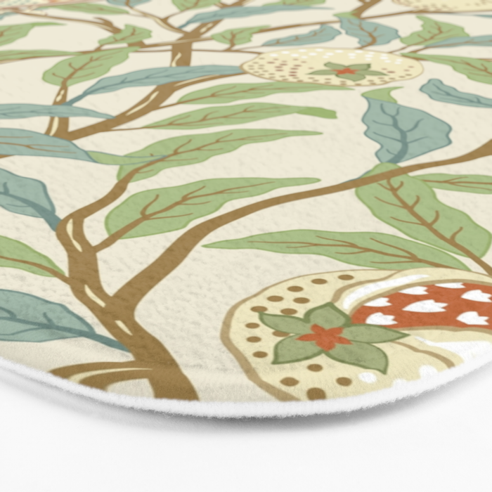 William Morris Enchanted Bird & Pomegranate Cream Pattern Bath Mat Gallery Image 3