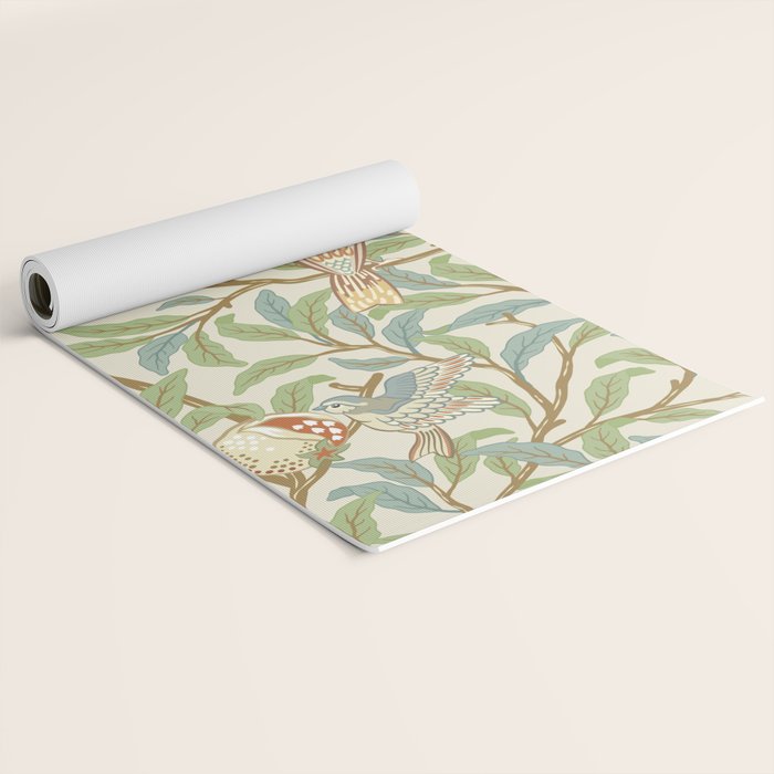 William Morris Enchanted Bird & Pomegranate Cream Pattern Yoga Mat Gallery Image 2