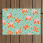 Origami Fortune Teller in Seafoam Green & Orange Outdoor Rug Gallery Image 1