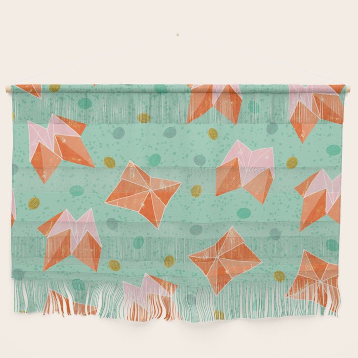 Origami Fortune Teller in Seafoam Green & Orange Wall Hanging Gallery Image 1