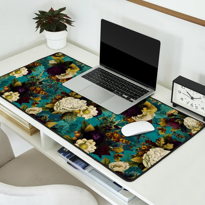 Before Midnight Blue Hour Vintage Fall Flowers Garden Desk Mat Gallery Image 2